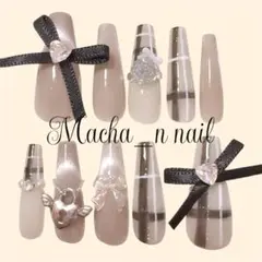 現品♥サイズ変更OKフレンチガーリー秋ネイルチップチェック量産型マグネットスナ系