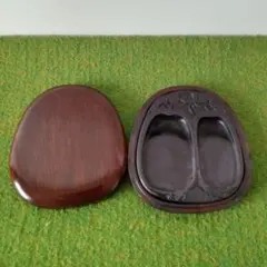 端渓硯 老坑 卵型 硯箱 鳥の彫刻付き - メルカリ