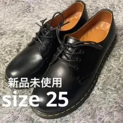 【本革】オックスフォードシューズ黒靴　25cm イエローステッチ　3ホール3穴