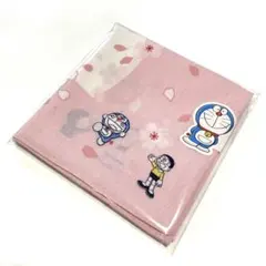 新品　ドラえもん　ハンカチ　桜　綿100％　刺繍　日本製　大判サイズ　個包装