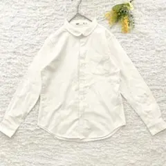 セブンデイズサンデー　ボタンダウン長袖シャツ　丸襟　M ホワイト　シンプル