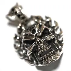 SV925 新品 ネックレス ペンダントトップ スカル ドクロ 炎 爆炎 髑髏