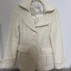 XXI ホワイト ツイード風ジャケット コート風上着 韓国系 ガーリー 清楚系