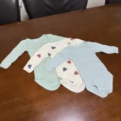 プチバトー 長袖ボディスーツ 3枚セット