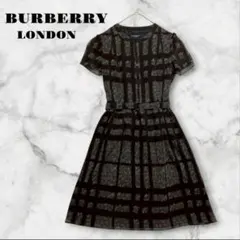 【極美品】BURBERRY ワンピース シルク 絹 チェック 腰ベルト Ｌ