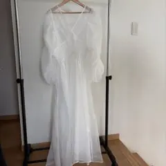 ホワイトシフォンロングドレス