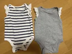 ロンパース 2点セット ストライプ・グレー(おまけあります)