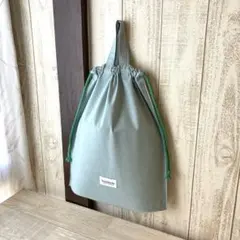 sale！ハンドメイド.ブルーグリーン系.無地.巾着大きめ