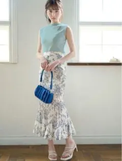 【GRL】花柄プリーツ切替マーメイドスカート【al111】