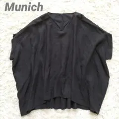 Munich ミューニック フレンチリネンキーネックビッグシルエットブラック