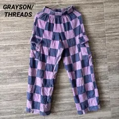GRAYSON/THREADSカーゴパンツ パープル ネイビー チェッカー柄