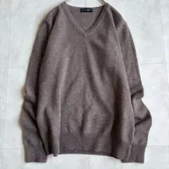 美品 タカシマヤ カシミヤ100 Vネックニット モカ M 上質やわらか肌ざわり