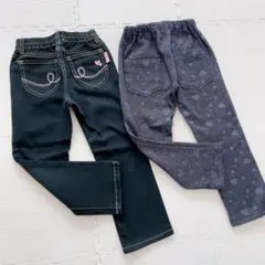 子供服キッズ女の子100㎝❤️ロングパンツ長ズボン２本セットチノパン裏起毛パンツ