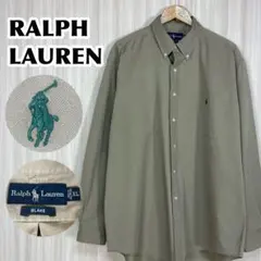 ☆アメカジ☆ラルフローレン BDシャツ XL グレー 胸ポケット 刺繍ポニー