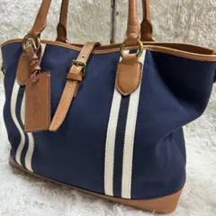 激レア　RALPH LAUREN トートバッグ　キャンバス　ネイビー　ブラウン