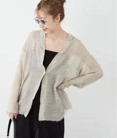 Plage 【CALMER】別注 リネンBandCollarシャツ ナチュラルのサムネイル