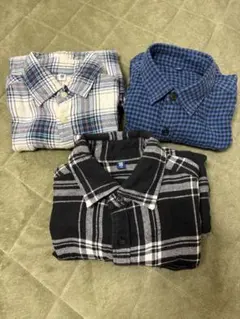 UNIQLO 140cm長袖チェックシャツ3点セット