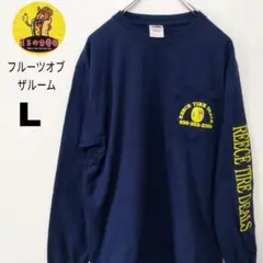 usa古着 フルーツオブザルーム　ロングTシャツL　ネイビーイエロー