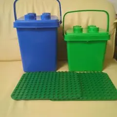 【けい様専用】 レゴブロック 青　緑のブロック収納バケツとプレートセット