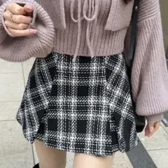 インパン裏地付きツイードチェックミニスカート[tu891]