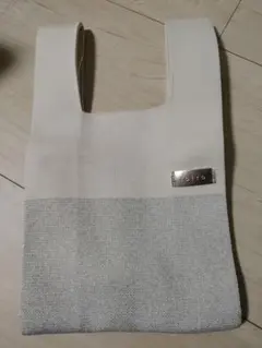 ニットトートバッグ ホワイト/シルバー