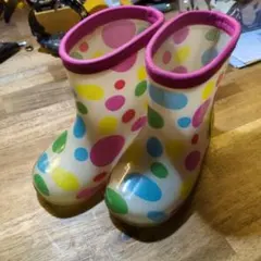 【サイズ14.0センチ】カラフル水玉模様の子ども用レインシューズ