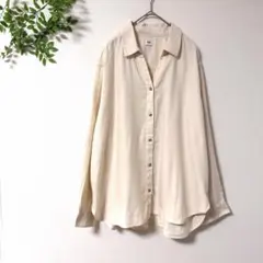 UNIQLO ユニクロ スキッパーシャツ XL 長袖 アイボリー 大きいサイズ
