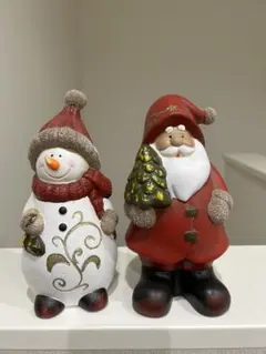 美品＊サンタクロース&雪だるまの置物＊