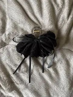 黒色レースリボン 髪留めクリップ