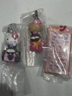 ハローキティ ボンボンドロップシール 平成女児ストラップ 3種まとめ売り