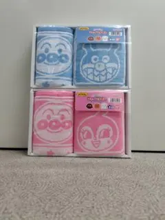 それいけ！アンパンマン ふわふわフェイスタオル 2枚組 ✕ 2点　ブルー・ピンク