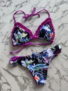 フリル付き花柄セパレート水着 Sサイズ