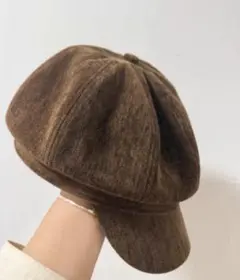 ブラウン フランネル キャスケット帽子