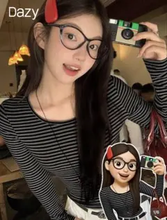 SHEIN ボーダートップス 長袖 M