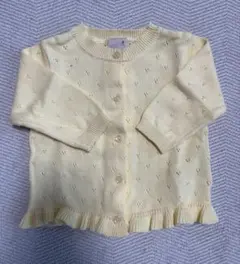 プティマイン フリル付きカーディガン イエロー70cm