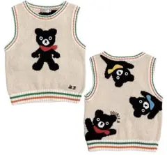 ダブルビー 立体刺繍 ロゴ カラフル くま ニット ベスト チョッキ アウター