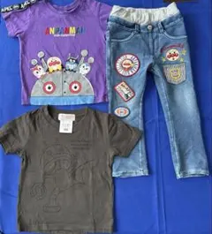 アンパンマン Tシャツ2枚と　 デニムパンツ　 3枚セット 100サイズ