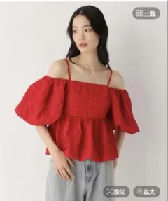 Heather マルチWAYジャガードブラウス レッドのサムネイル