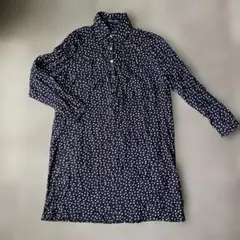 shu shu ネイビー・ホワイト ドット柄 ワンピース