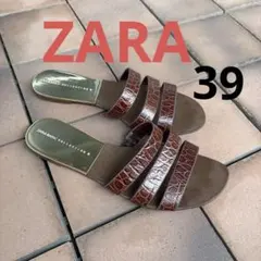 ZARA BASIC COLLECTION ミュール ブラウン クロコ型押しのサムネイル
