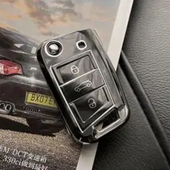 VW フォルクスワーゲン TPU キーケース ブラック 黒 銀 キー カバー 鍵