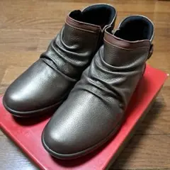 アキレスソルボ（24cm）サイドゴアブーツ 撥水 本革 バーガンディー