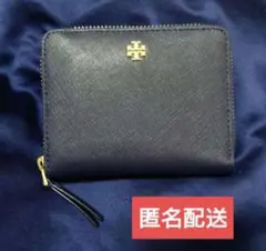 トリーバーチ エマーソン ネイビー ロゴ ミニ財布 (二つ折り)