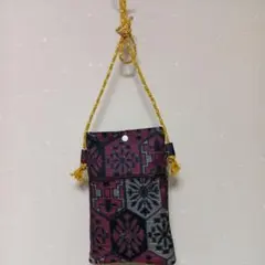 着物リメイク　ポシェット　スマホショルダー　バッグ　紬 ハンドメイド