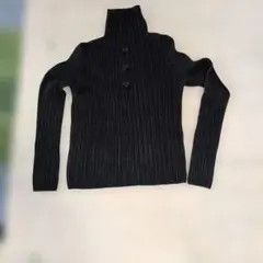 リブ編みハイネック 黒