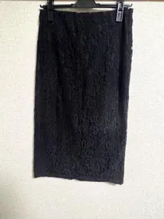 《GU》花柄レース　スカート　M ブラック