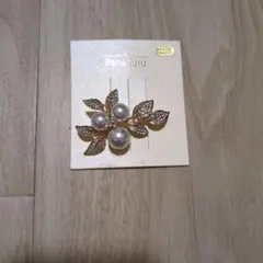 ゴールド パール 花モチーフ ブローチ