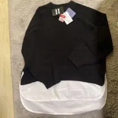 ブラック レイヤード ニット M