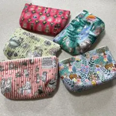 訳あり　yukiemon ファブリック　20センチファスナーポーチ