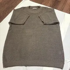 【ZARA】 メッシュ編みブラウンポロシャツ XL